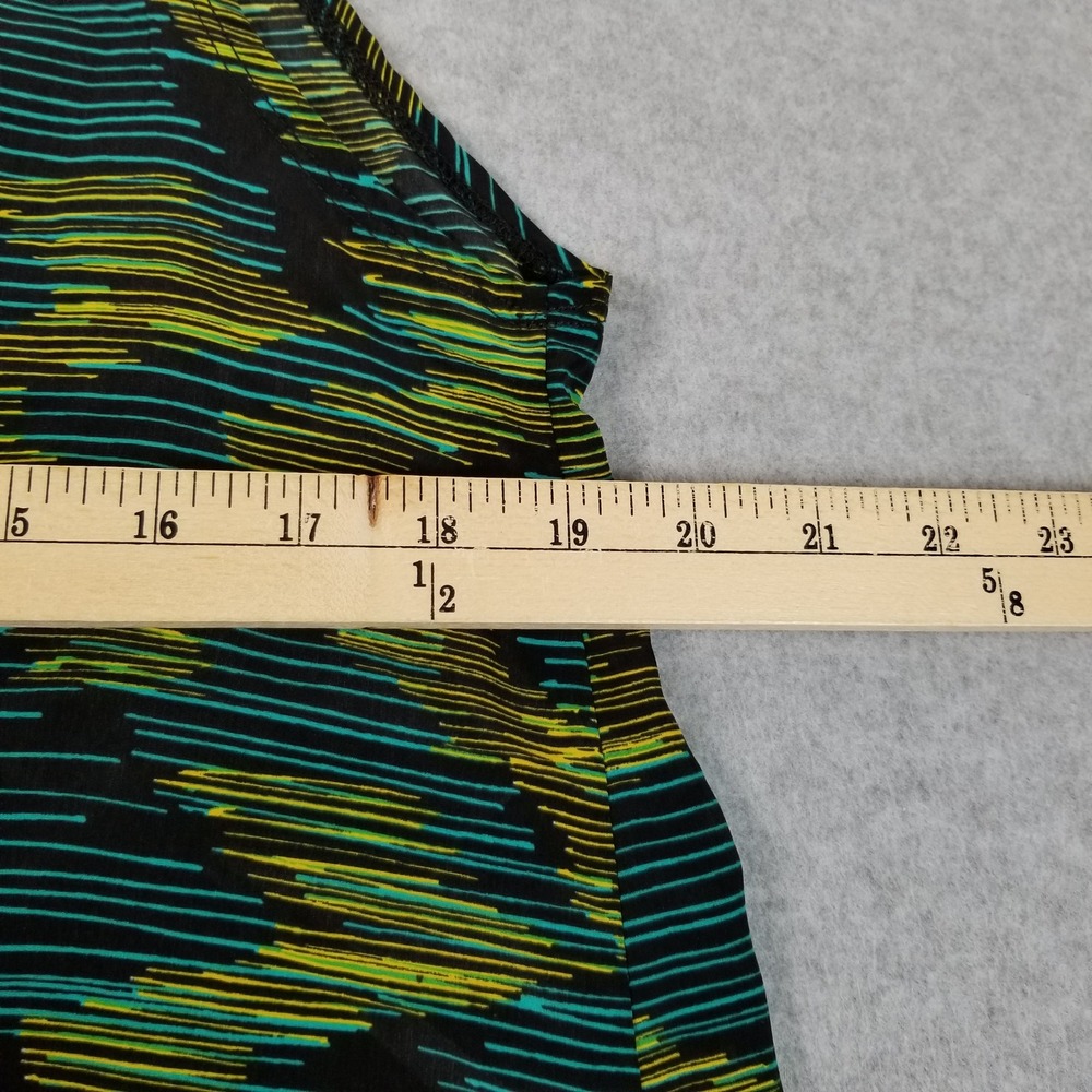 LuLaRoe Joy Vest Women S Small Green Yellow Zig Zag Abstract Sleeveless Duster - Picture 8 of 10